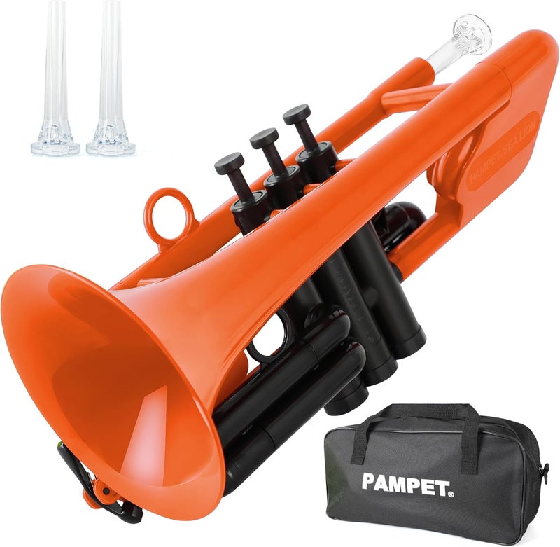 PAMPET SEA LION Professional Plastic Bb Trumpet Set for Student Beginner (Orange) - Image 1